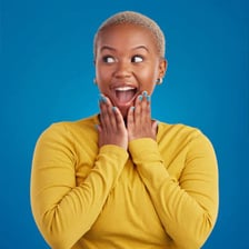 A person showing clear delight and pleasure