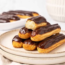 A chocolate-glazed éclair pastry