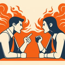 Two people engaged in a visibly heated disagreement