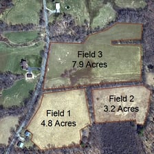 Aerial view of agricultural fields representing measured farmland.