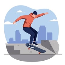 A skateboarder performing an impressive trick