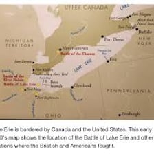 A map showing Lake Erie and the cities of Buffalo, Cleveland, and Detroit
