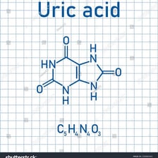 A scientific illustration of the uric acid molecule