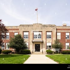 Exterior of a typical American high school building