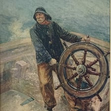 A ship's steering wheel at the helm, symbolizing control and leadership.