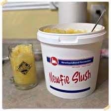 A container holding a wet, messy slushy mixture