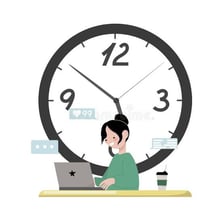 A person finishing work at the end of the day.