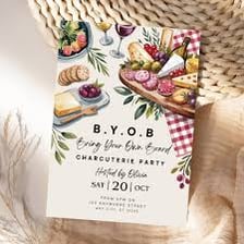 A party invitation indicating that guests should bring their own beverage.