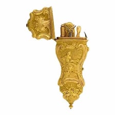 A small antique decorative etui case for holding personal implements.