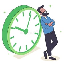 A person waiting patiently near a clock.