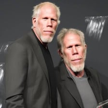 Portraits of actors and filmmakers Ron Howard and Ron Perlman.