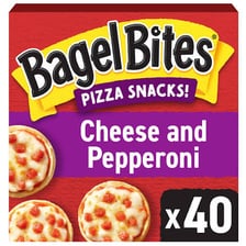 A package of Bagel Bites frozen snacks.