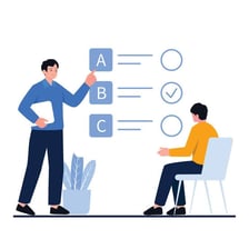 A person choosing one item from several options