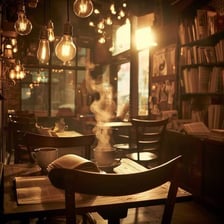 A cozy cafe interior conveying a relaxed atmosphere