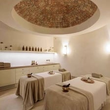 A massage room in a luxury hotel spa.