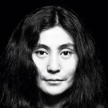 A portrait of musician and activist Yoko Ono.