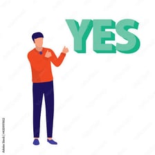 A person making an emphatic affirmative gesture.