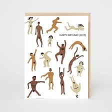A tasteful silhouette representing the idiom “birthday suit.”