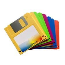 A 3.5-inch floppy disk used for computer data storage.