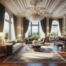 A polished, tastefully decorated formal interior