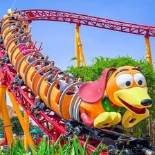 A recognizable amusement-park ride at a Disney theme park.