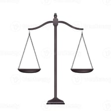 Scales illustrating the contrast between balance and bias.