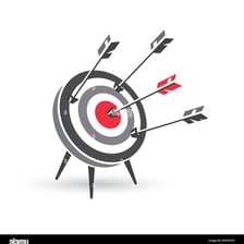 An arrow striking the exact center of a target.