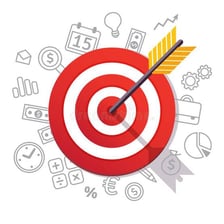 An arrow aimed at a target, a visual metaphor for a goal or intention.