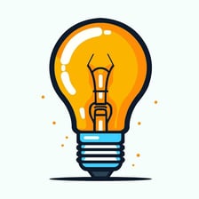 A glowing light bulb representing an idea