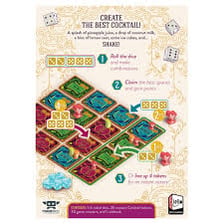 A Pina Coladice board game box showing its tropical cocktail theme