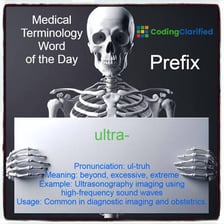 A simple educational graphic illustrating the prefix “ultra-” as meaning beyond or extreme.