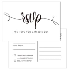 An RSVP card marked with an enthusiastic yes.