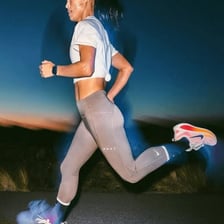 A person running quickly with motion blur