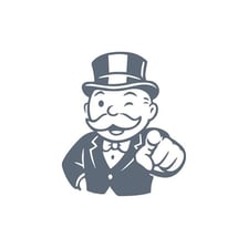 The Mr. Monopoly character wearing his recognizable black top hat.