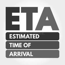 A simple diagram showing “estimated time of arrival” shortened to ETA, then pluralized as ETAs.