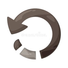 An arrow shown pointing in a different direction after a rotation.