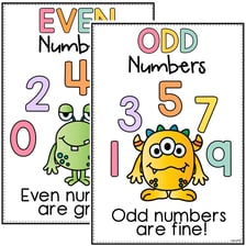 An educational illustration contrasting even and odd numbers.