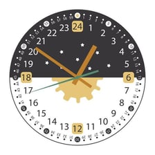 A clock illustration representing a full 24-hour day.