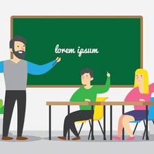 A teacher administering a quiz in a classroom