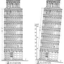 A visibly tilted structure leaning to one side.