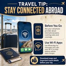 A traveler using a smartphone while abroad, representing cellular roaming.