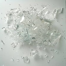 A pane of glass broken into many pieces