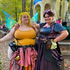 Costumed performers at a Renaissance faire.