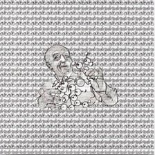 LSD blotter paper beside a chemical structure illustration