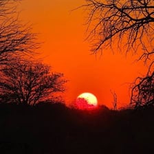 The sun appearing above the horizon at sunrise