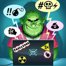 An illustration of a person provoking others in an online discussion.