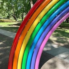 The rainbow-colored Roggbif sculpture in Oslo