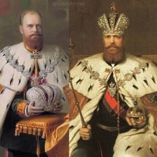 A historical portrait of a Russian tsar in imperial attire