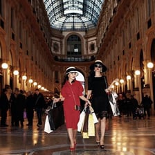 A street scene in Milan, Italy, associated with the city’s fashion district.