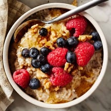 A bowl of cooked steel-cut oats